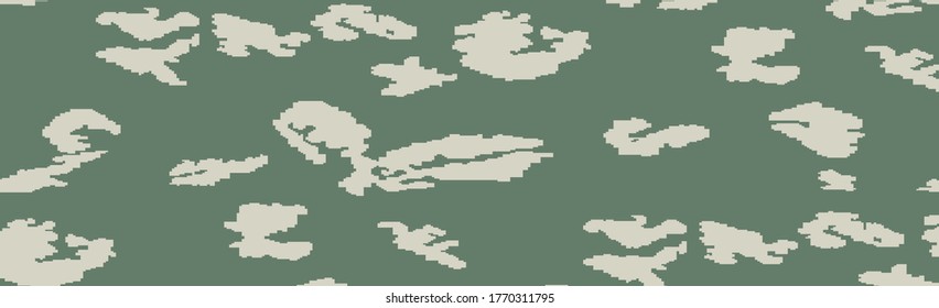 Military or hunting panoramic khaki geometric seamless pattern - Vector illustration