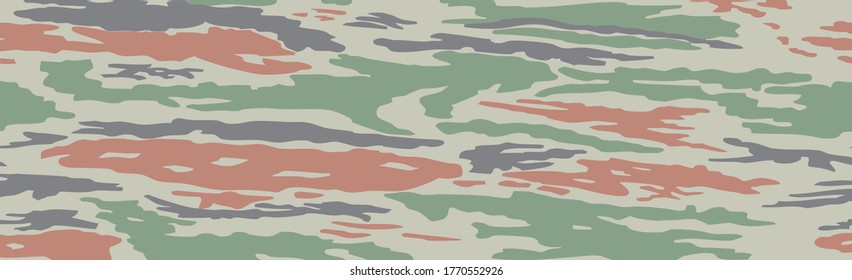 Military or hunting panoramic khaki geometric seamless pattern - Vector illustration