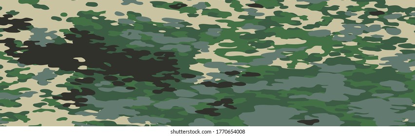 Military or hunting panoramic khaki geometric seamless pattern - Vector illustration