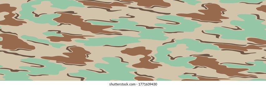 Military or hunting panoramic khaki geometric seamless pattern - Vector illustration