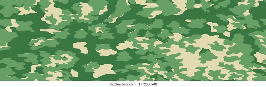 Military or hunting panoramic khaki geometric seamless pattern - Vector