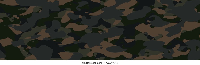 Military or hunting panoramic khaki geometric seamless pattern - Vector