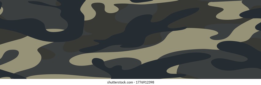 Military or hunting panoramic khaki geometric seamless pattern - Vector