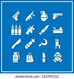 military icon. 16 military vector set. squad, gun, dog tags military and grenade icons for web and design about military theme