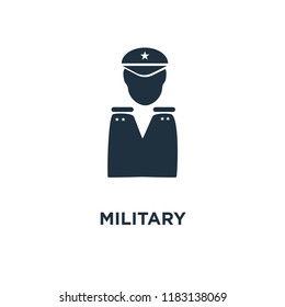 Military icon. Black filled vector illustration. Military symbol on white background. Can be used in web and mobile.