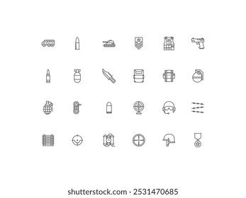 Conjunto de iconos militares, diseño, Ilustración vectorial