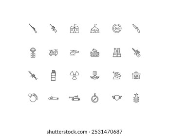 Conjunto de iconos militares, diseño, Ilustración vectorial
