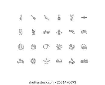 Conjunto de iconos militares, diseño, Ilustración vectorial