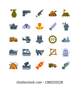 Military icon set with flat style vector illustration