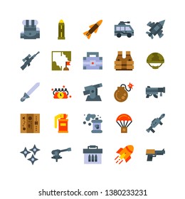 Military icon set with flat style vector illustration