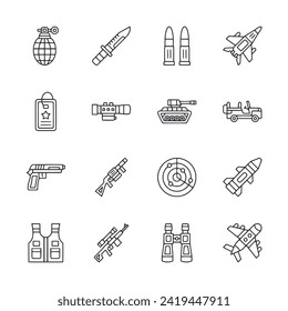 Military icon set isolated on white