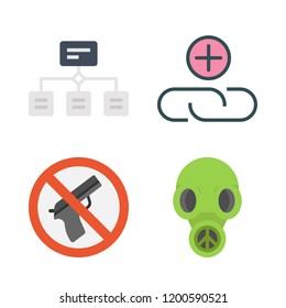 military icon set. vector set about hierarchical structure, attachment, gas mask and weapons icons set.