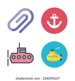 military icon set. vector set about submarine, attach and anchor icons set.