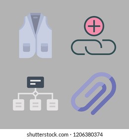 military icon set. vector set about attachment, hierarchical structure, vest and attach icons set.