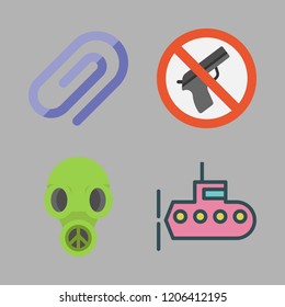 military icon set. vector set about attach, gas mask, submarine and weapons icons set.