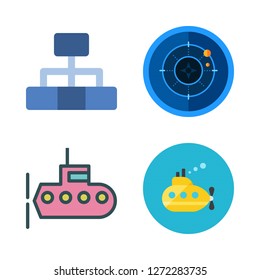 military icon set. vector set about hierarchical structure, submarine and radar icons set.
