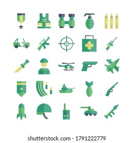 Military icon set vector flat for website, mobile app, presentation, social media. Suitable for user interface and user experience.
