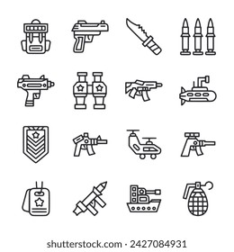 Conjunto de iconos militares ilustración vectorial