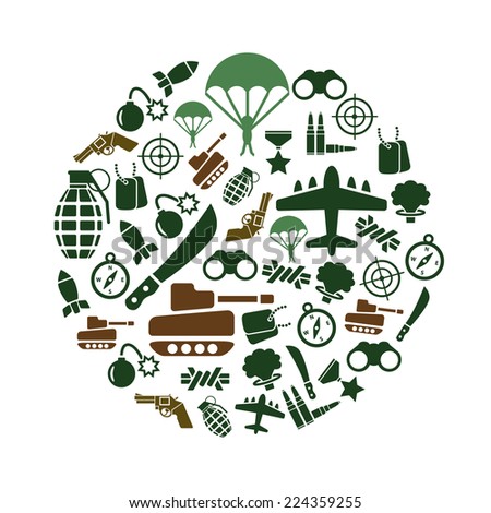 military icons in circle
