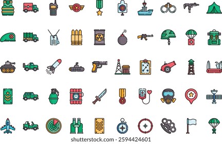 Military icons High-Quality Vector Icons Collection with Editable Stroke. Ideal for Professional and Creative Projects.
