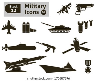 Military Icons. Vector Set For Your Design