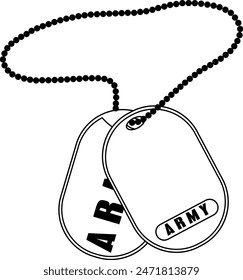 Military id badge illustration. Military tags dog tag