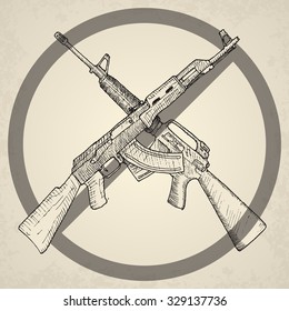Military isolated objects. Hand drawn vector.