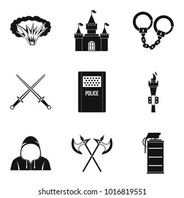Military issue icons set. Simple set of 9 military issue vector icons for web isolated on white background