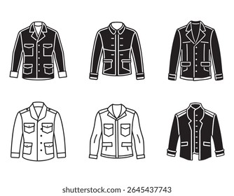 military jacket sketch icon silhouette vector illustration