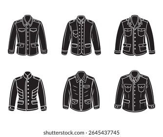 military jacket sketch icon silhouette vector illustration