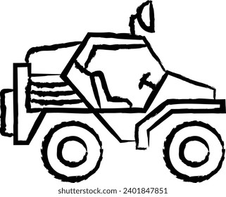 Military Jeep hand drawn vector illustration