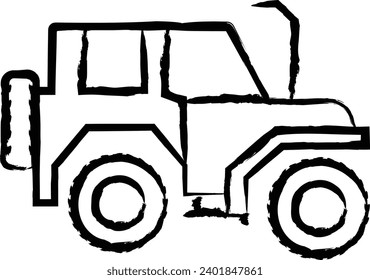 Military Jeep hand drawn vector illustration