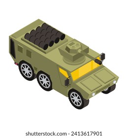 Military jeep in isometric style icon 