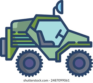 Military Jeep linear color illustration