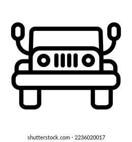 Military Jeep Vector Line Icon Design