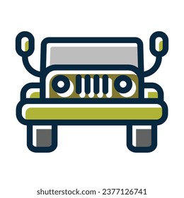 Military Jeep Vector Thick Line Filled Dark Colors Icons For Personal And Commercial Use.
