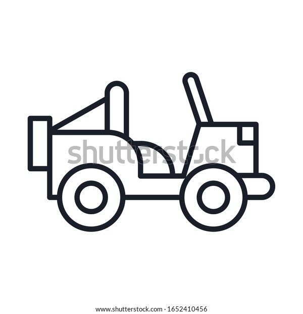 military jeep vehicle line and fill style icon\
vector illustration\
design