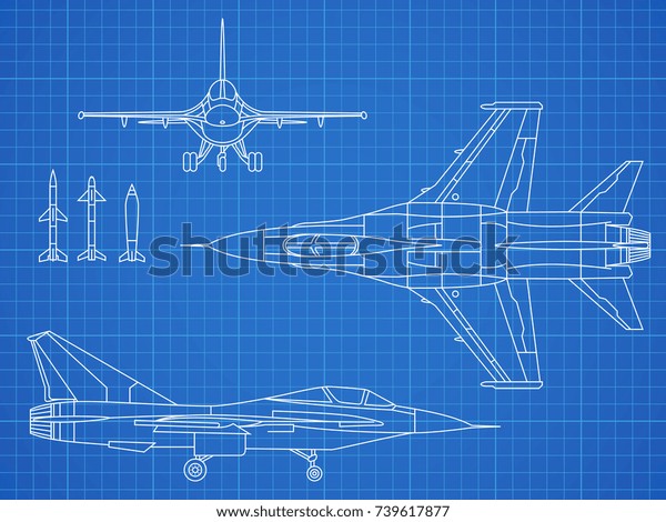 military jet aircraft drawing vector blueprint stock vector airplane drawings free