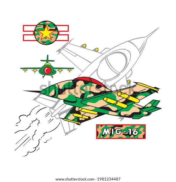military jet\
airplane vector cartoon\
illustration