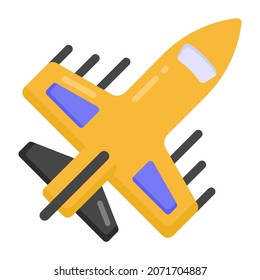 A Military Jet Icon In Flat Design