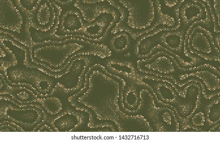 Military khaki camouflage. Seamless green background. Abstract seamless sequins  fashion pattern. Vector camouflage for fabrics. 