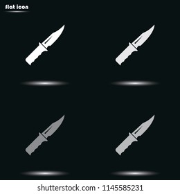Military knife flat grayscale vector icon.