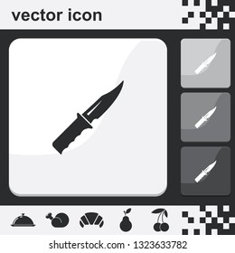 Military knife flat set of buttons vector icon.