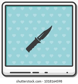 Military knife flat vector icon.