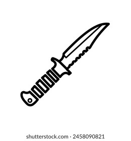 military knife, hunting knife - vector icon	