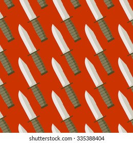 Military Knife seamless pattern. Background bladed weapons. Ornament of  blades.
