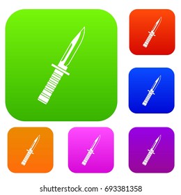 Military knife set icon in different colors isolated vector illustration. Premium collection