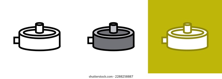 Military Landmines Icon, This icon represents military landmines, explosive devices that are placed on or under the ground and designed to be detonated by pressure, movement, or remote control