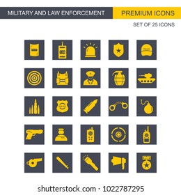 Military and Law enforcement icons set vector ,