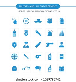 Military and Law enforcement icons set vector 